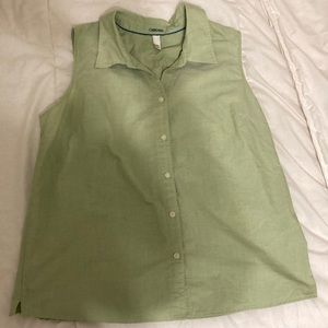 xxl light green collared tank top blouse